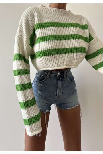 Укороченный свитер из трикотажа с полосками