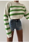 Укороченный свитер из трикотажа с полосками