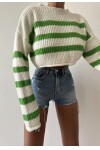 Stripe Detail Knitwear Crop Sweater