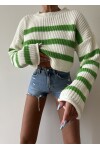 Stripe Detail Knitwear Crop Sweater