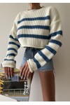 Stripe Detail Knitwear Crop Sweater