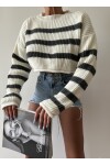 Stripe Detail Knitwear Crop Sweater