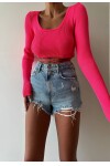 Waist Drawstring Knitwear Crop