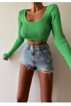 Waist Drawstring Knitwear Crop