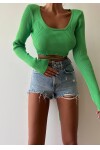 Waist Drawstring Knitwear Crop