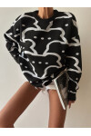 Crew Neck Patterned Knitwear Sweater