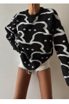 Crew Neck Patterned Knitwear Sweater