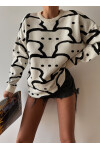 Crew Neck Patterned Knitwear Sweater