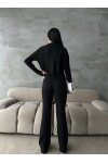 Zippered Sweater Trousers Knitwear Set