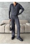 Zippered Sweater Trousers Knitwear Set