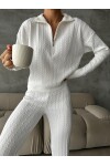 Zippered Sweater Trousers Knitwear Set