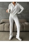 Zippered Sweater Trousers Knitwear Set