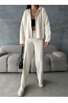 Cardigan Trousers Double Knitwear Set