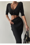 Buttoned Front Crop Skirt Double Set