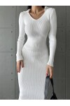 Collar Detailed Knitwear Dress