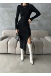 Slit Detailed Knitwear Dress